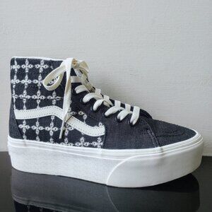 Vans Women's Sk8-Hi Tapered Denim Platform Sneaker in Cool Looking Mix Black